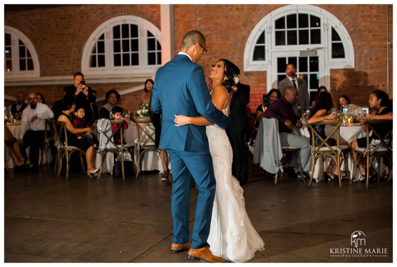 first dance husband wife | BRICK Liberty Station Wedding Picture San Diego Photographer | © Kristine Marie Photography 