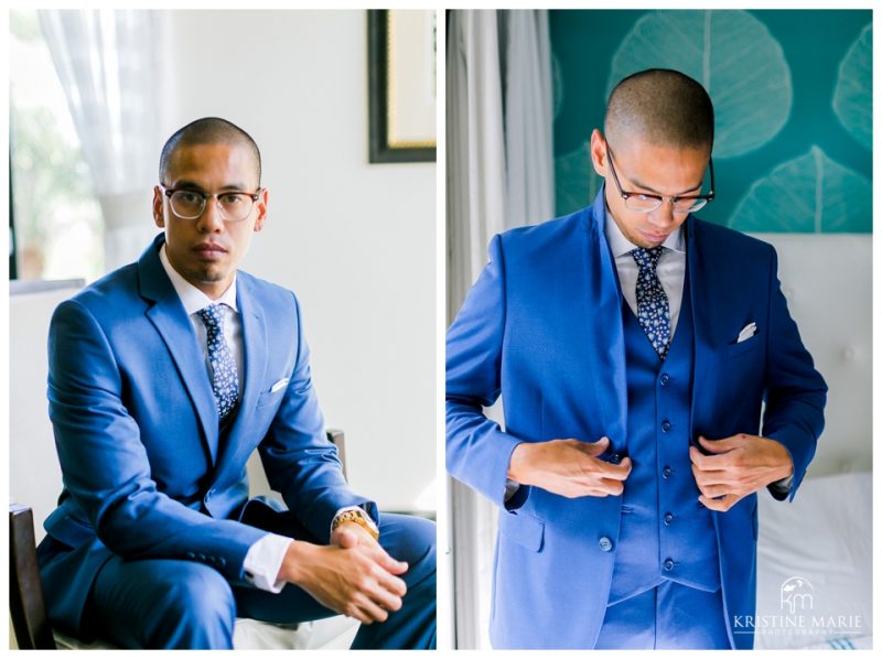 Groom in blue suit | Kona Kai Resort Wedding Picture | San Diego | © Kristine Marie Photography